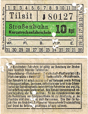Тильзитский трамвай билет