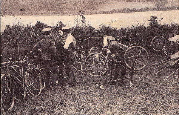 Kent cyclists preparing for a march