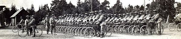 company of m1901s assembled and ready to march in 1914