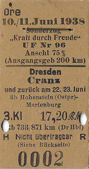железнодорожный билет Дрезден Кранц